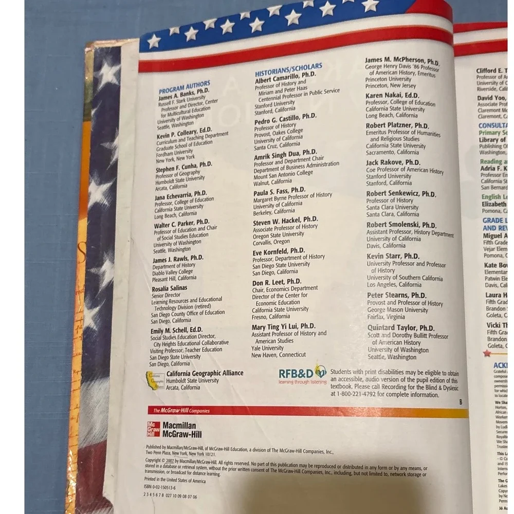 5th Grade Textbook California Vistas Making a New Nation US History Textbook